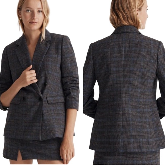 Madewell The Rosedale Blazer Italian Fabric Coat in Kyle Mini Glen Plaid Size 10 - Picture 9 of 16